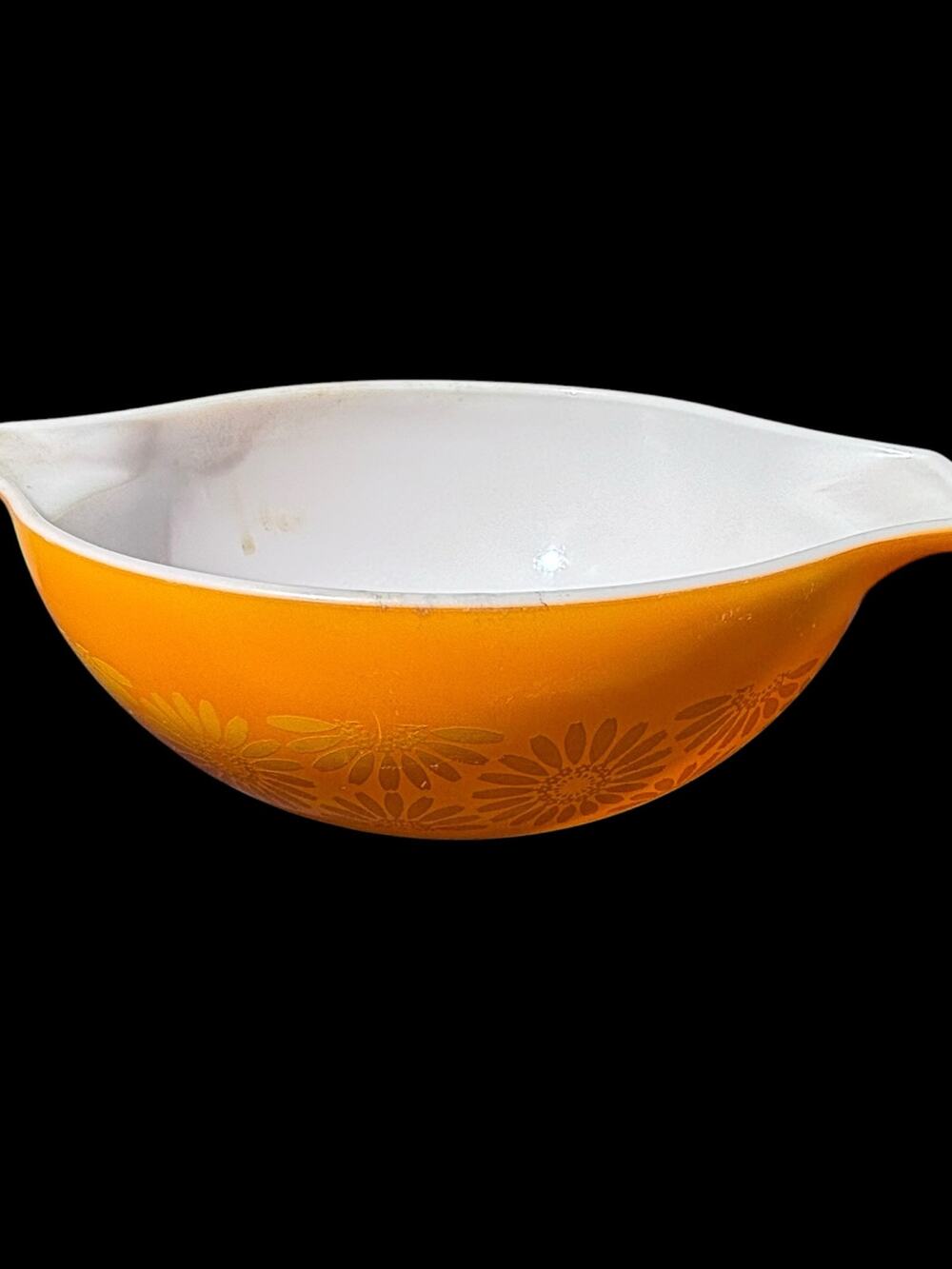 Vintage Pyrex Daisy Cinderella Mixing Bowl, 4-Quart Orange Sunflower Print